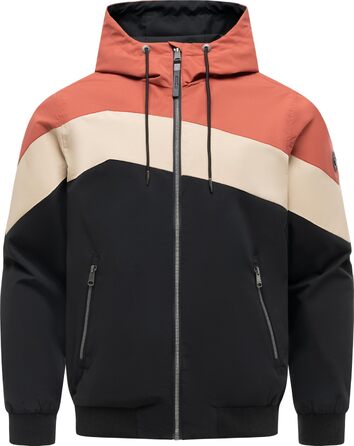 Чоловіча легка демісезонна куртка Ragwear Stewie Block: водонепроникна та дихаюча з капюшоном, колір Terracotta, розмір 3XL