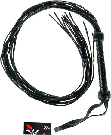 Чорна ге́ртка з преміум-шкіри буйвола, 95 см - ручної роботи, для сексу та SM