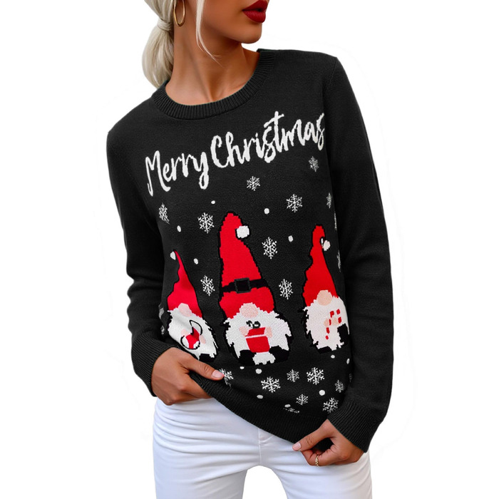 Смішний різдвяний светр Terecey Daen з принтом, зимовий лонгслів Ugly Christmas Sweater, чорний, XL
