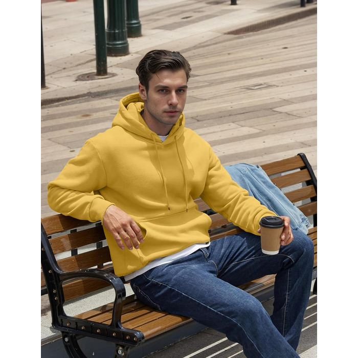 Чоловіче худі COOFANDY з капюшоном, теплий флісовий світшот (Жовтий, XXL)