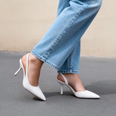 Жіночі туфлі-слингбеки DREAM PAIRS з відкритим каблуком, білі, розмір 38 EU