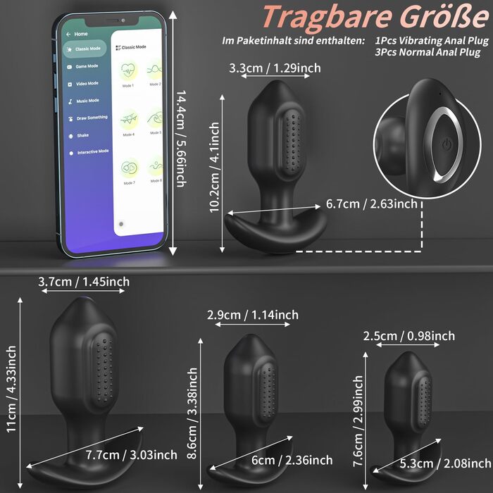 Набір силіконових анальних простатових масажерів Yivans для пар, 10 режимів вібрації, керування через додаток