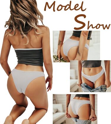 Сексуальний жіночий бразильський бікіні-сет FINETOO з бавовни (XL, чорний*6 + сірий*2 + білий*2)