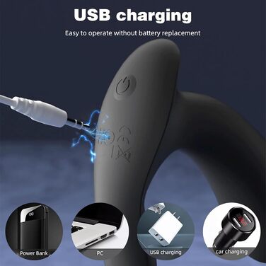 Вібратор для чоловіків для стимуляції простати з кільцем, 10 вібрацій - анальний вібратор для чоловіків