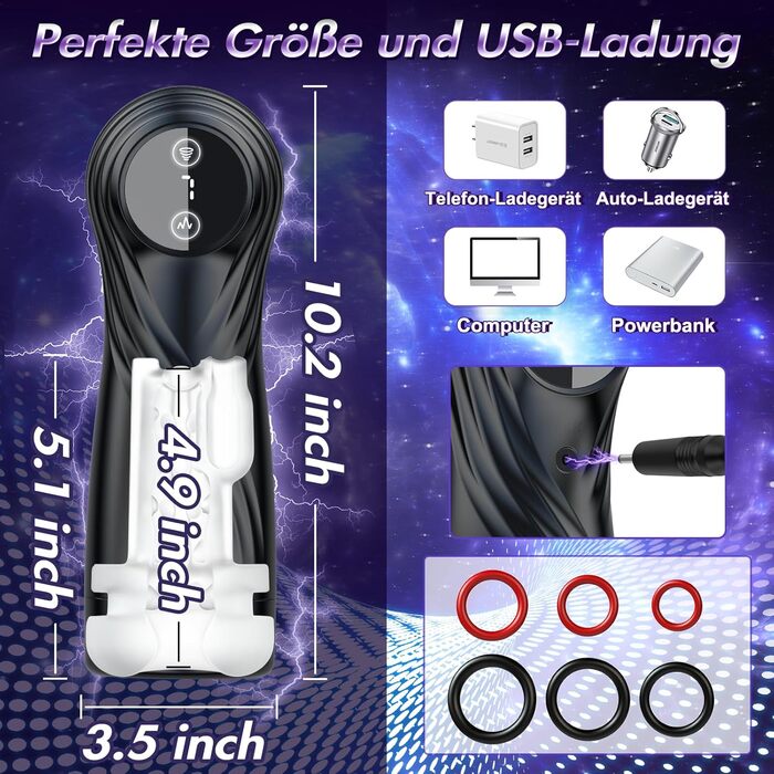 Електричний вібратор для чоловіків з 7 режимів потужності та вібрації, LCD дисплеєм, кільцем для пеніса.