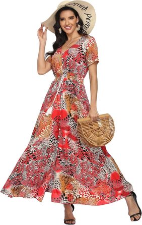Сукня максі А-силуету VintageClothing, червона в принт (S)