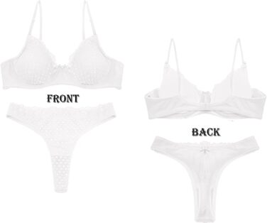 Шекіні: Сексуальний жіночий комплект спідньої білизни - бюстгальтер з кісточками, мереживний, з пуш-ап, танга, глибокий виріз, відкрита спина, бюстєль, для жінок (білий, 6114, XL)