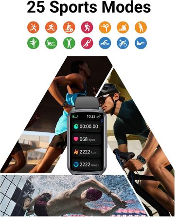 Фітнес-трекер Smart Watch для жінок та чоловіків, водонепроникний 5ATM, моніторинг SpO2, пульсу та сну, 20+ режимів тренувань, крокомір, чорний
