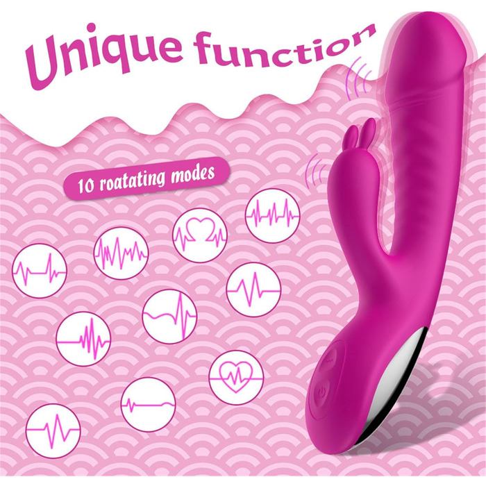 Вібратор G-Punkt Klassischer Rabbit з нагріванням, 10 режимів, тихий дildo для жінок (рожевий)