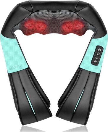 Масажер для шиї та плечей Nekteck 3D Shiatsu з підігрівом, глибокий тканинний масажер для спини та стоп для зняття м'язового болю, синій