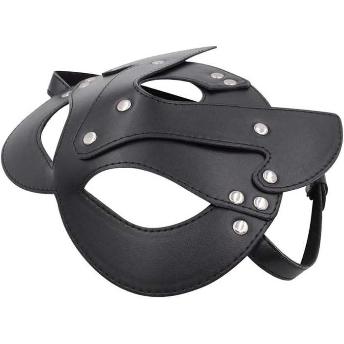 Маска кота з PU шкіри, BDSM, Bondage, для жінок, карнавал, маскарад, котяча маска, чорна