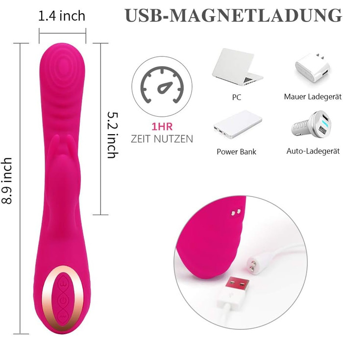 Вібратор для клітора G-punkt Adorime з унікальним дизайном 2-в-1, рожевий, для стимуляції