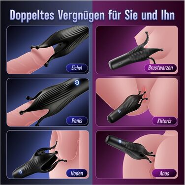 Мастурбатор для чоловіків з 10 режимами вібрації, стимулятор головки статевого члена, іграшка для соло та парного сексу (чорний)