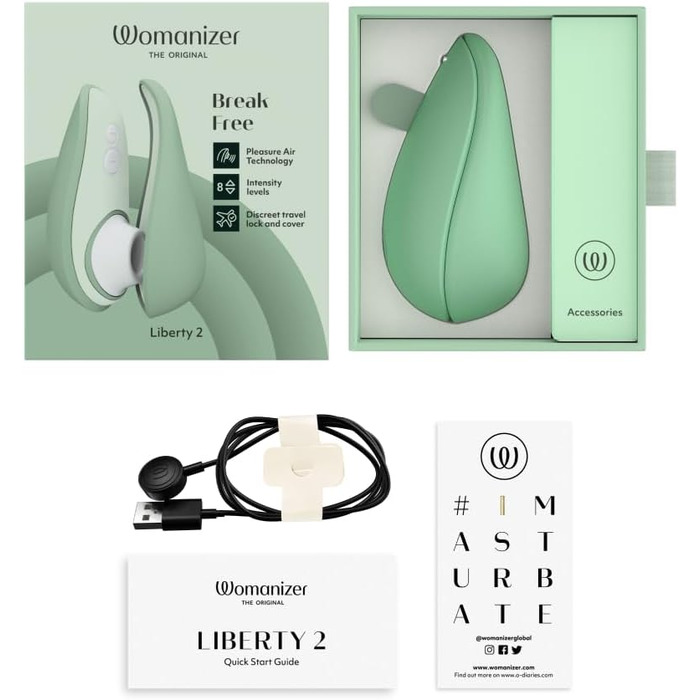Womanizer Liberty 2 – Стимулятор клітора з 8 рівнями інтенсивності, водонепроникний, перезаряджуваний, для жінок та пар, колір шавлії