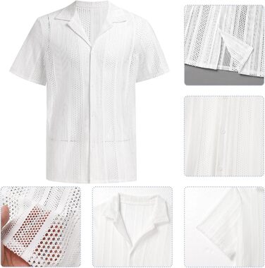 Чоловіча прозора сорочка-сітка Abehik Kurzarm Rave Shirt для вечірок та клубу, сексуальний набір для Swingercub (білий, XXL)
