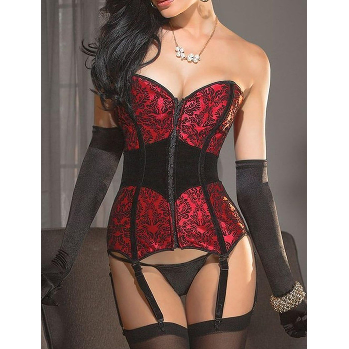Корсет-топ KUOSE для жінок з повним бюстом, чорний/червоний, з бретелями