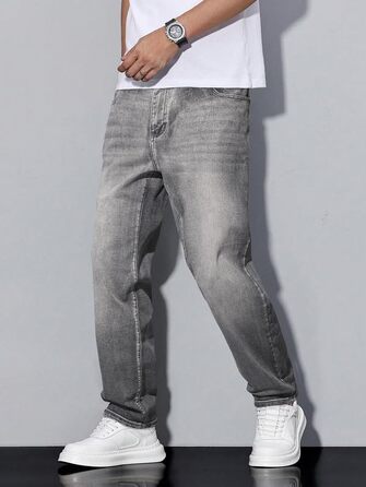 Чоловічі джинси Elegancity Baggy Stretch — широкі штани Straight Y2K Streetwear, Loose Fit, сірі, розмір XS