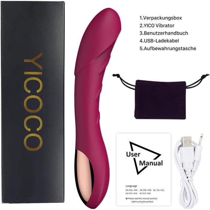 Вібратор G-Spot з силікону для жінок та пар, 12 режимів, реалістичний дизайн (червоний)