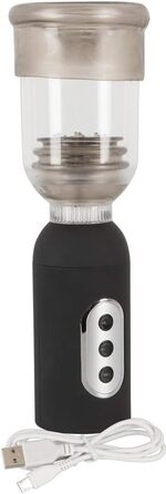 ORION Penispumpe - інтенсивний вакуумний насос для чоловіків, для тренування потенції, симуляції орального сексу, перезаряджається, прозорий/чорний (з 3 режимами всмоктування та 5 рівнями вібрації)