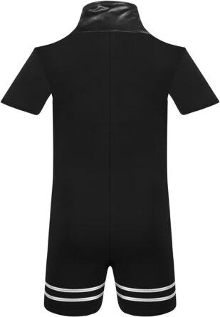 Чоловічий халат Landofgenie з коміром з ПВХ-шкіри, стиль панк, контрастні смуги, ідеальний для дому, сну та тематичних вечірок, чорний, XL