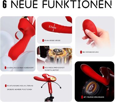 Вібратор для жінок з 10 функцій вібрації, сильний присосок, нагрівається до 42°C, стимулятор G-точки, для пар