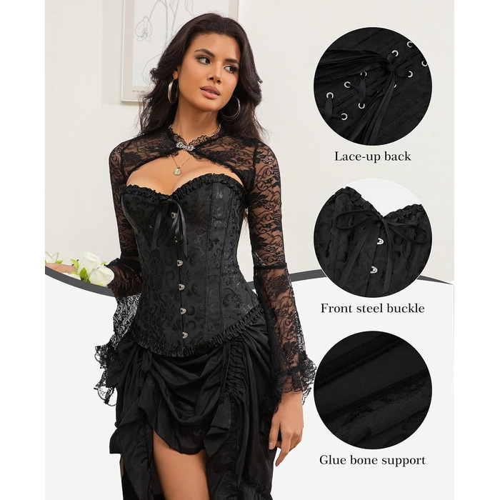 Корсет для жінок - бюстгальтер-корсет, чорний, розмір L