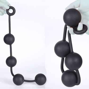 Анальні кулі Guspiun з ланцюгом (4 шт., Ø 60 мм), силікон. Іграшки для анал-сексу, для чоловіків та жінок (золотий)