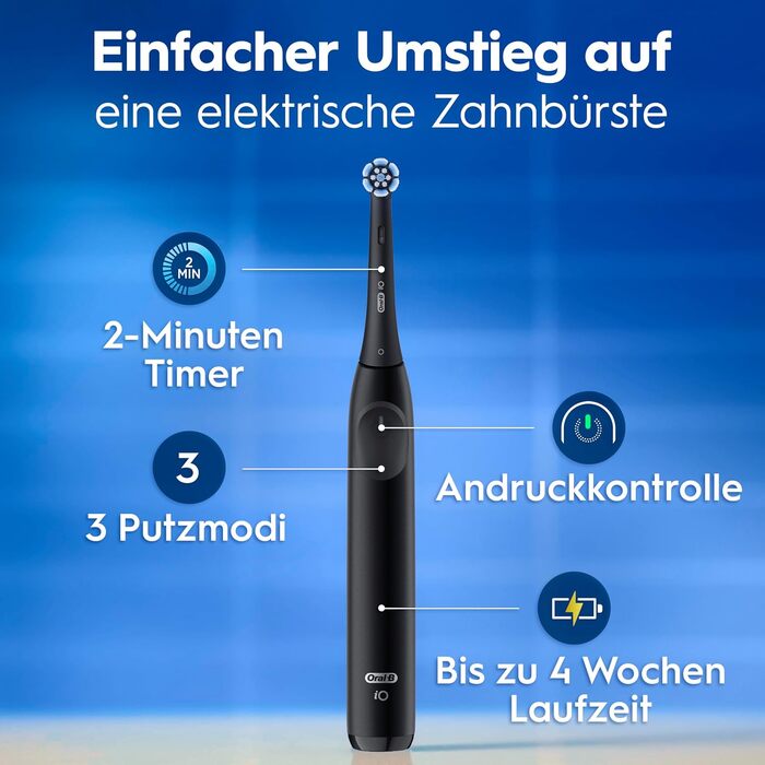 Електрична зубна щітка Oral-B iO Series 2 Night Black: 3 режими чищення, насадка та дорожній футляр