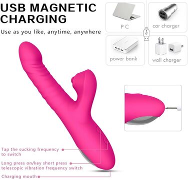 Вібратор для жінок Xuomt 2-в-1 Кролик з вібрацією та шоком, 10 режимів вібрації, 3 режими шоку, анальний вібратор, для пар (жовтий)
