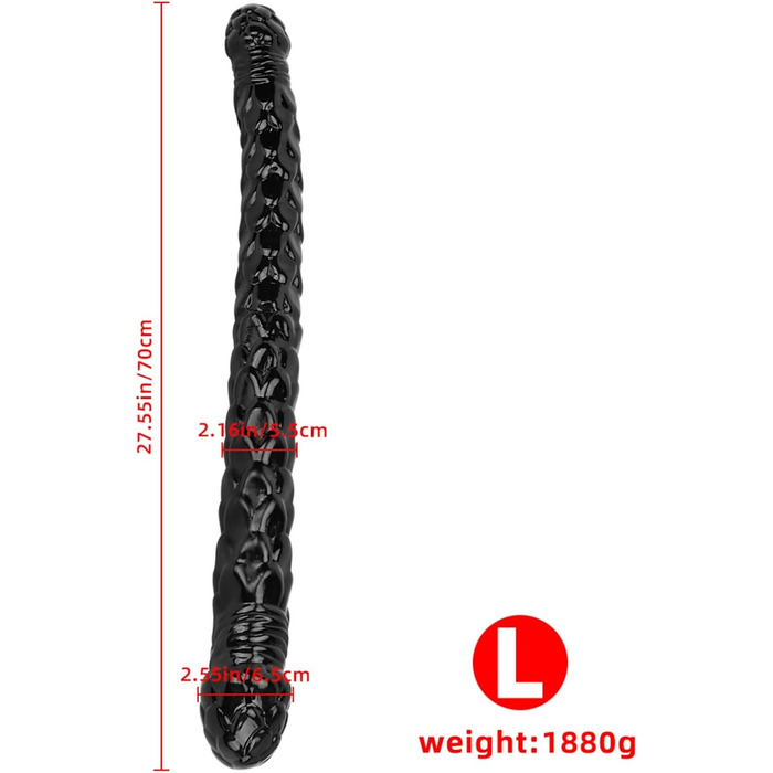 Анальний плагін Doppeldildo 52/70 см: гнучкий, для пар, стимуляція G-точки, вагінальний дилататор