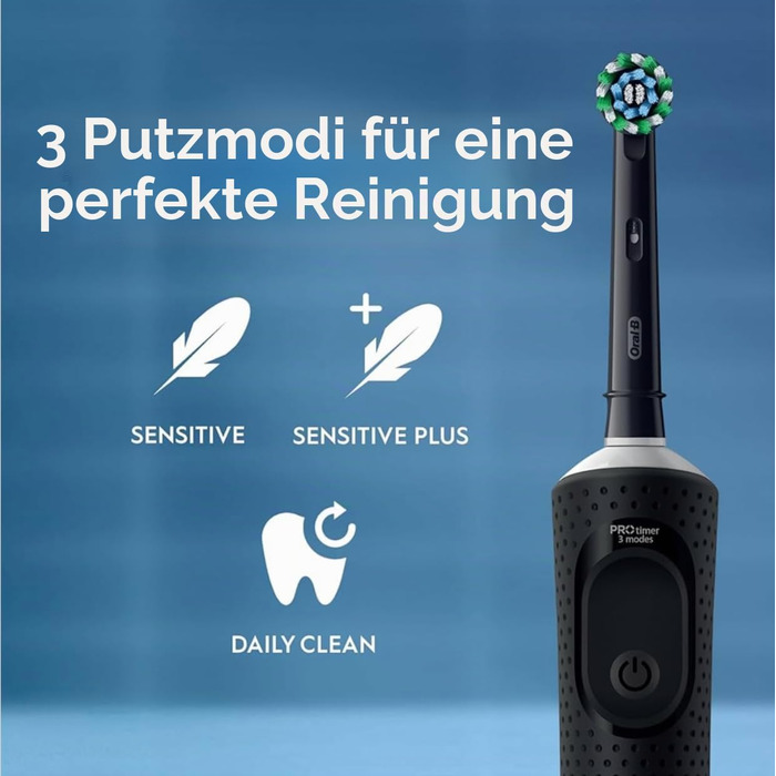 Електрична зубна щітка Oral-B Vitality Pro (чорна) — 3 режими чищення, таймер, 2D-очищення від нальоту, акумуляторна, 1 шт.
