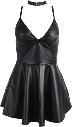 Чорний шкіряний ремінь з панчохами та кільцем на шию для жінок, XL