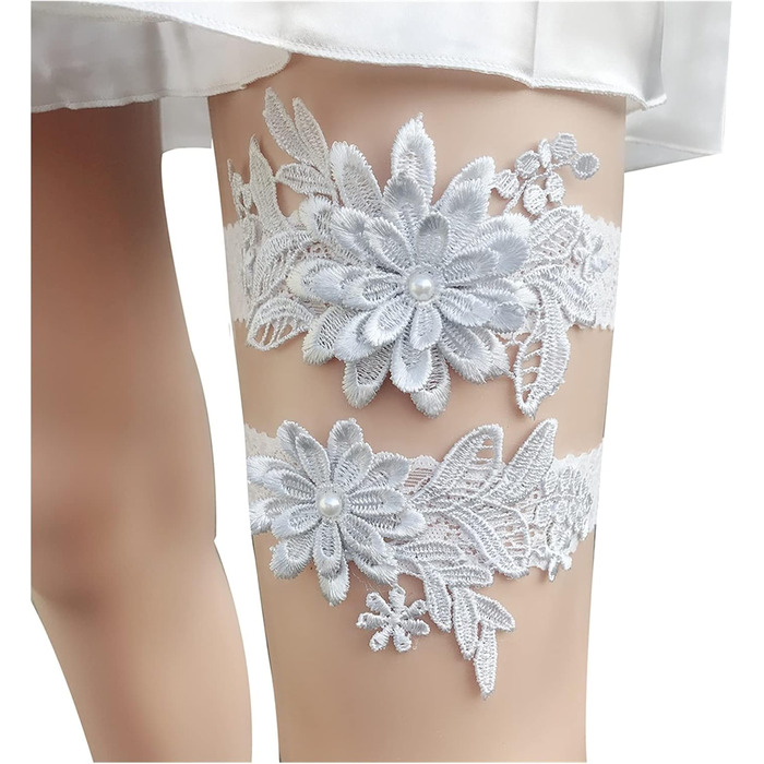 Стрічка для нареченої ACiyD, мереживна стрічка для ноги на весілля, бал, мереживний кільце для ноги (сірий)