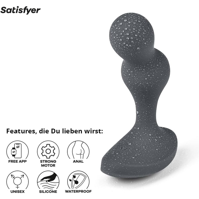Анальні вібратори Satisfyer Deep Diver Connect App Bluetooth - для чоловіків та жінок | З пультом керування, силікон, водонепроникний IPX7, масаж простати | Компактний та дискретний | З вібрацією, чорний