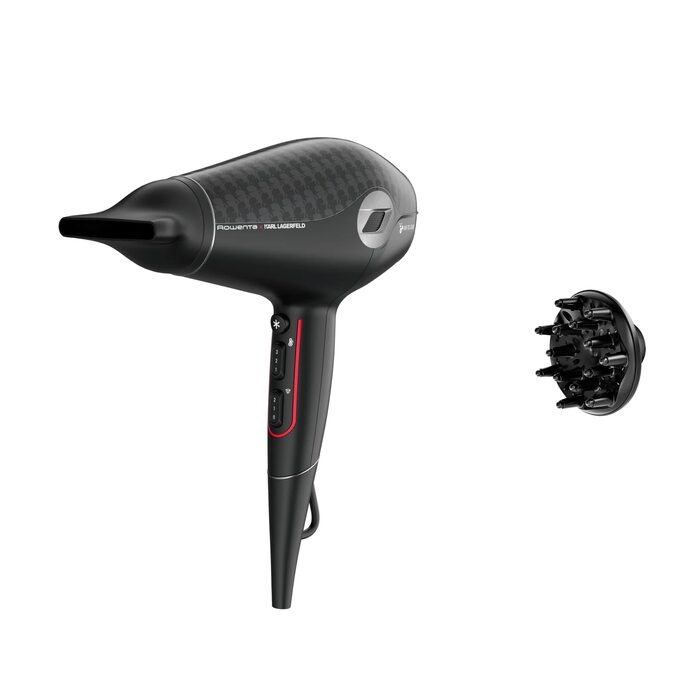 Випрямляч для волосся Rowenta x Karl Lagerfeld SF467L K/Pro Stylist з кератиновим покриттям Glow, іонізацією та вбудованим гребінцем, 140-210°C, чорний/червоний