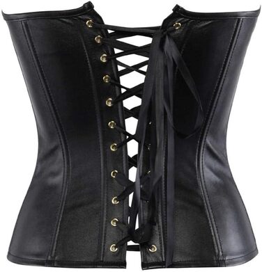 Комплект сексуальної білизни: нічна сорочка, корсет, топ, чорний, штучна шкіра, стимпанк, на блискавці, для фігури, великі розміри