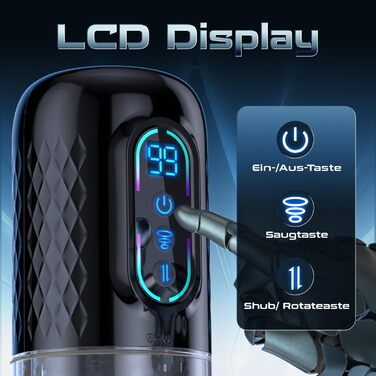 Електричний мастурбатор для чоловіків з 9 режимами, телескопічною та ротаційною функцією масажу - 3D модель