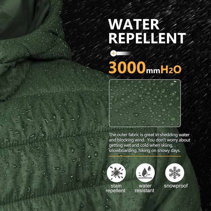 Чоловіча зимова куртка Outdoor Ventures: водонепроникна стібана пуховика, колір армійський зелений, розмір 3XL