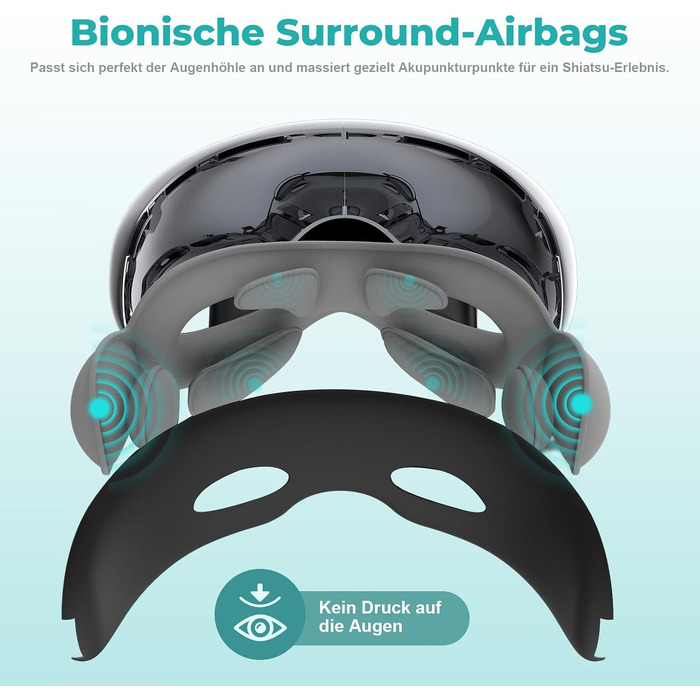 Масажер для очей Eyecloud Vision з підігрівом, Bluetooth-музикою та повітряним компресійним масажем для зняття втоми та сухості очей