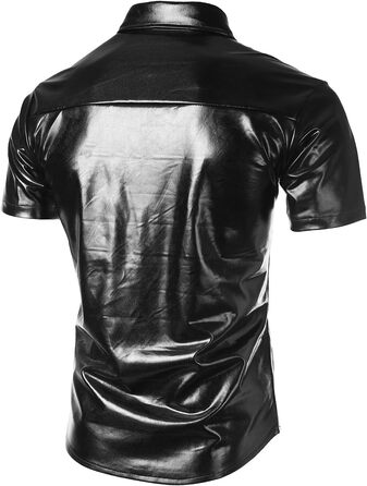Чоловіча сорочка JOGAL з металевим блиском для вечірок та клубу, чорна (M)