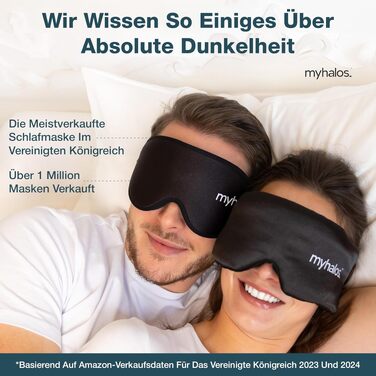 Шовкова 3D маска для сну MyHalos з виїмками для очей — світлонепроникна маска з шовку малбери для жінок та чоловіків, для глибокого сну та подорожей