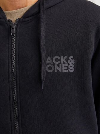 Чоловіча толстовка-худі на блискавці Jack & Jones Jjecorp Logo Sweat Zip Hood, чорна, розмір L