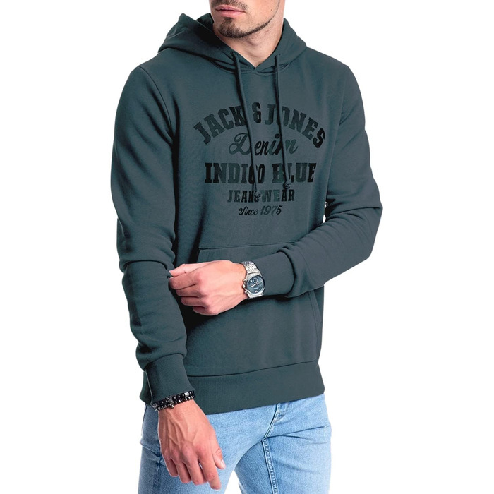 Чоловіче худі з капюшоном Jack & Jones Logo edona age Mika 4, темно-сіре (S)