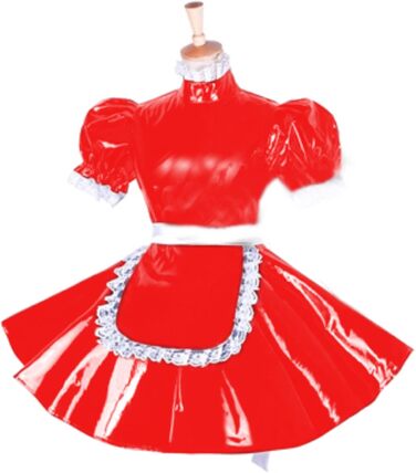 Червоне плаття з ПВХ, короткі рукава-ліхтарик, великі розміри (XXXL), для перевдягання