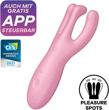 Satisfyer Threesome 4: Вібратор для клітора та інтимних зон, 3 двигуни, водонепроникний (IPX7), рожевий