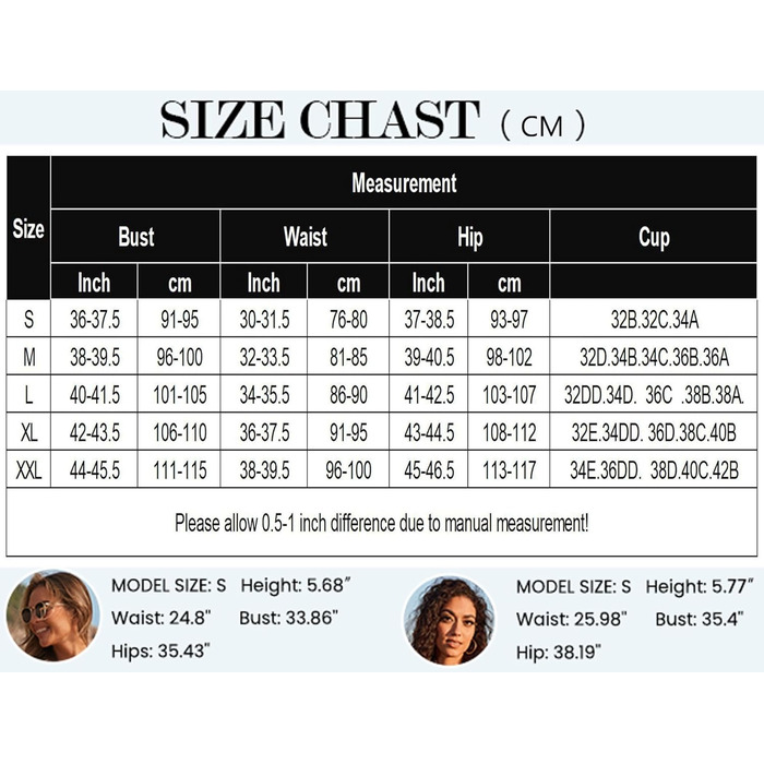 Бікіні Ecouaer для жінок: комплект з високою талією, корегуючий животик, push-up, чорний, S-XXL