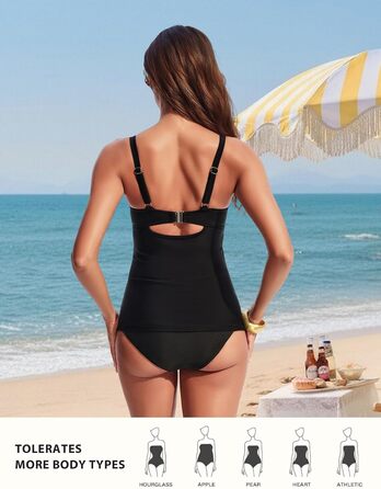 Tankini топ Hanna Nikole з контролем живота, принт 'Brutknoten', чорно-білий, XXL