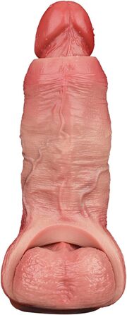 Реалістична секс-іграшка для чоловіків: пеніс-манжета з текстурою вен, шкіряного кольору, з кільцем для яєчок, для уповільнення еякуляції