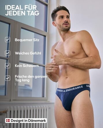 Труси чоловічі DANISH ENDURANCE 6 шт. з бамбука, класичні, м'які, з еластиком, без етикетки (6 кольорів, 3XL)