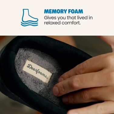 Чоловічі капці-клоги Dearfoams Brendan з ефектом пам'яті (Memory Foam), дихаючі, для дому та вулиці, широка посадка, колір Pavement Perforated, розмір 42/43 EU